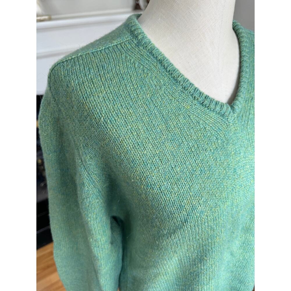 Vintage 60s 70s Jantzen v-neck sweater, green Tumblespun, Size M - Picture 2 of 6